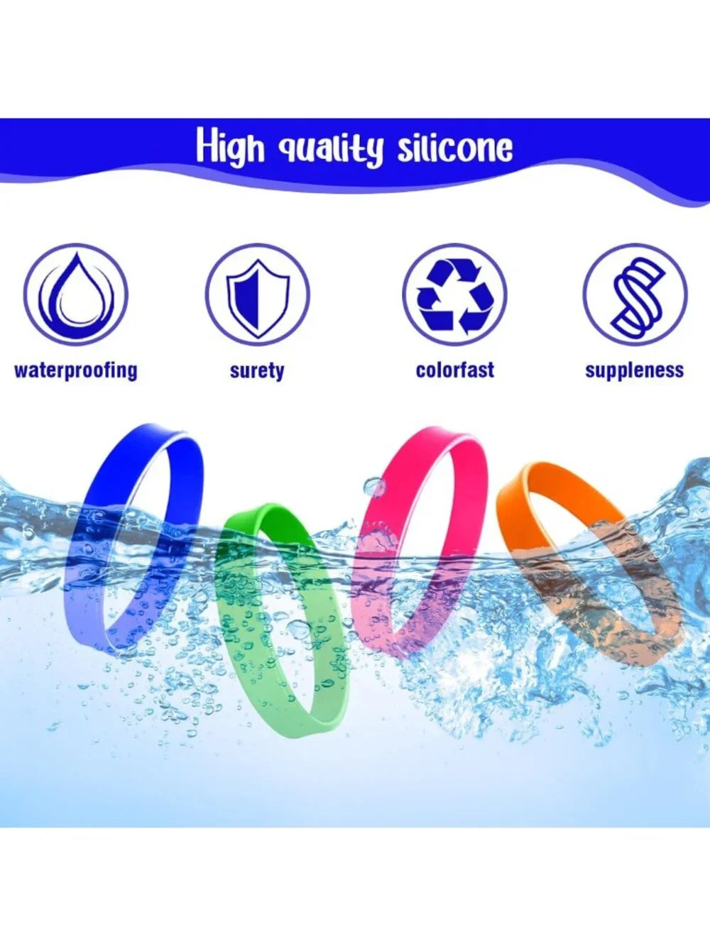 Vibrant Silicone Wristbands - 120 Blank Rubber Bracelets for Teens & Adults